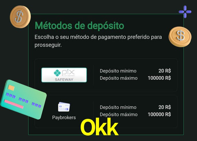 O cassino Okk oferece uma grande variedade de métodos de pagamento